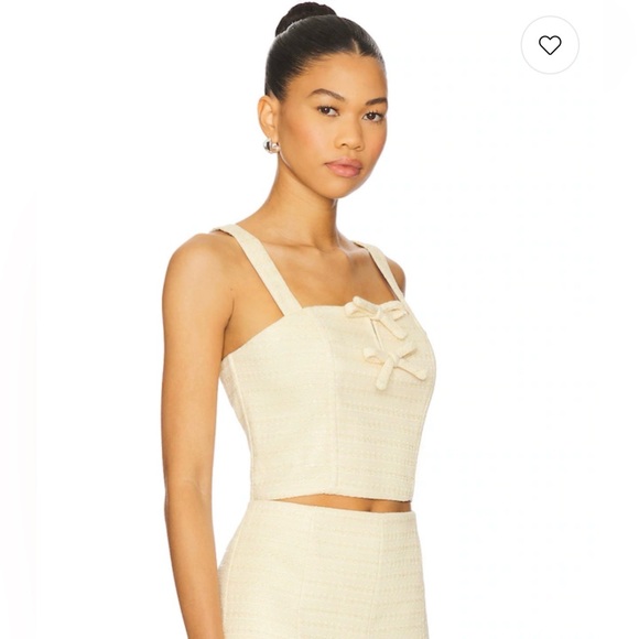 ASTR The Label Yellow Kiona Tweed Bow Crop Top - Picture 2 of 12